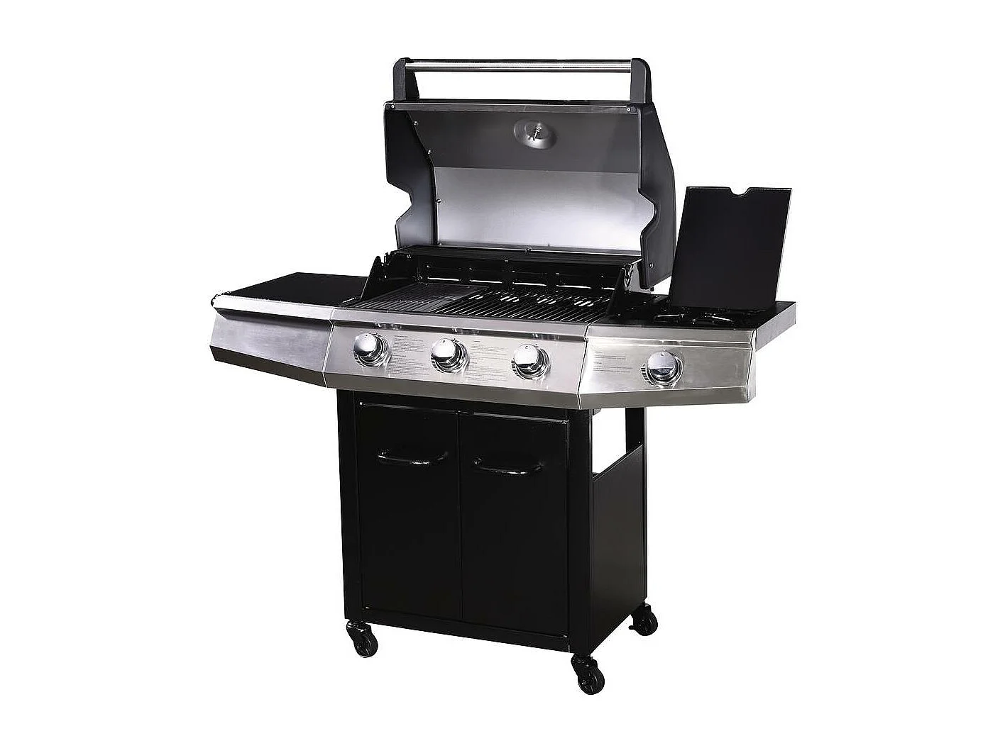 Barbecue Gaz "Bingo 4" - 4 brûleurs dont 1 latéral - 14kW + Housse protection - Noir