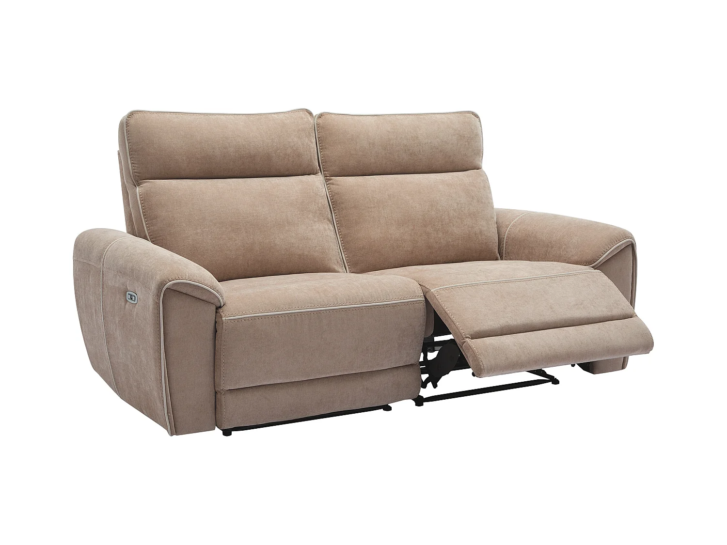 Elektrische relax-driezitsbank en -fauteuil van taupegrijze stof DJARALO