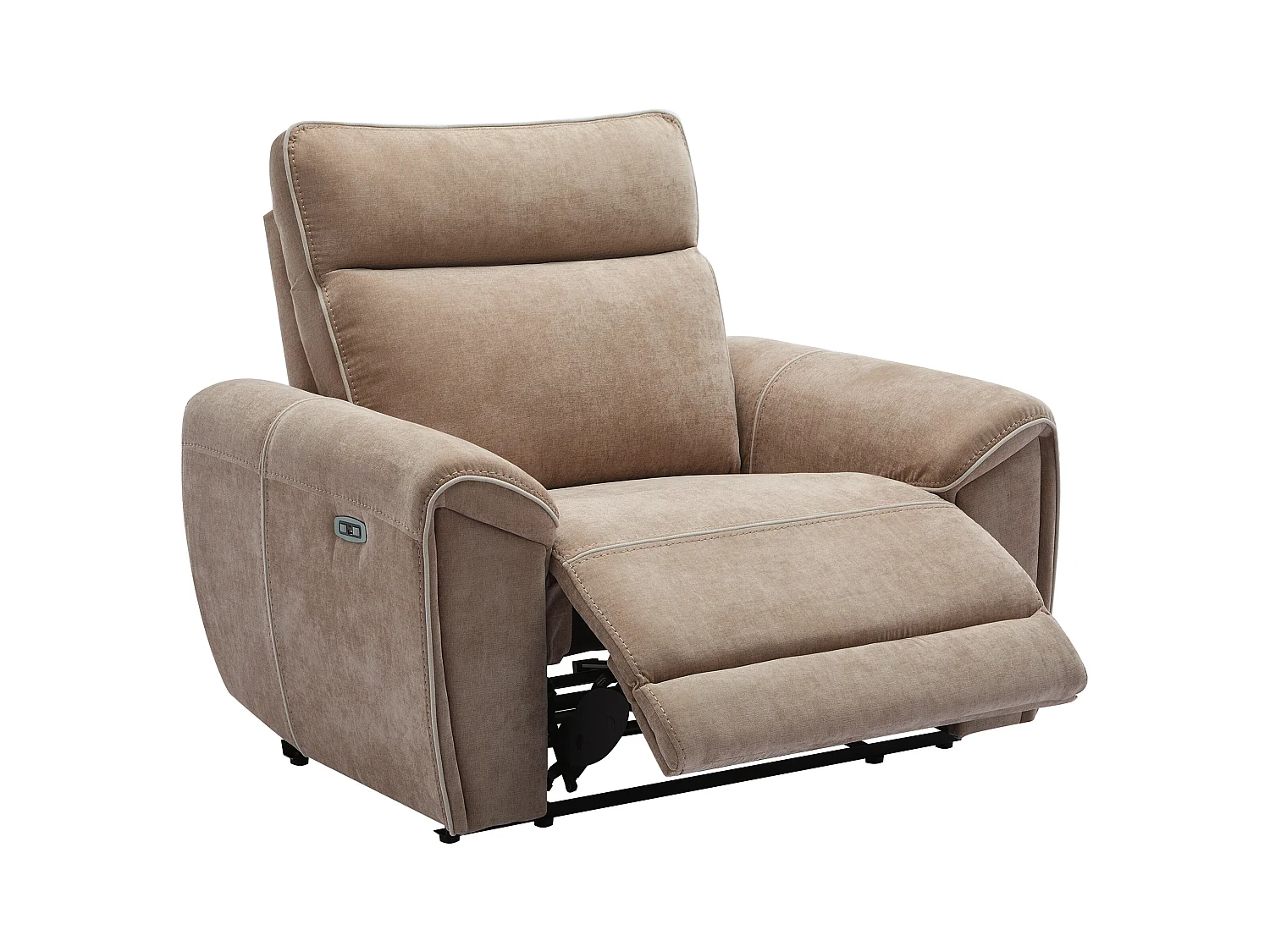 Elektrische relax-driezitsbank en -fauteuil van taupegrijze stof DJARALO