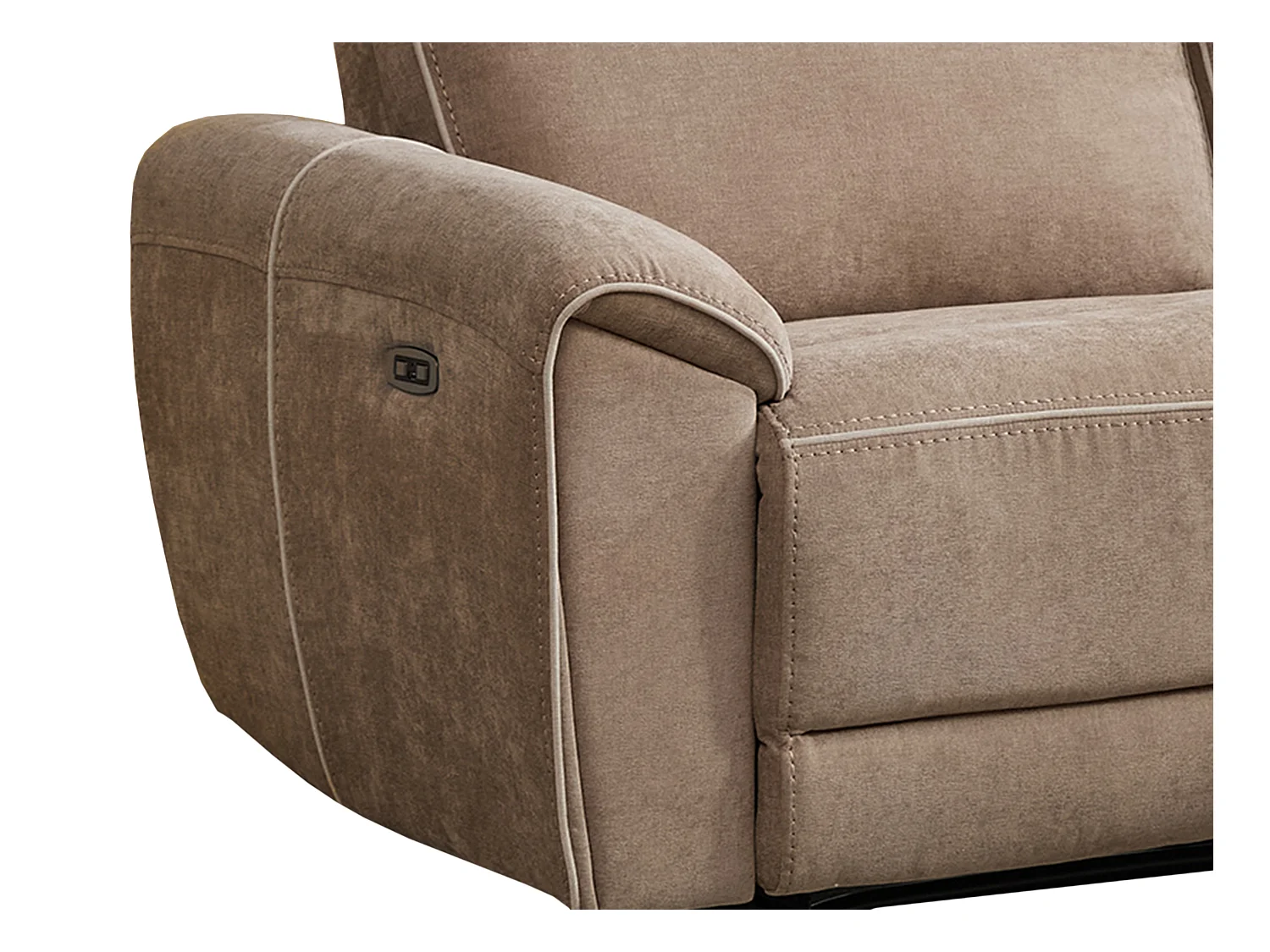 Canapé 3 places et fauteuil relax électrique en tissu taupe DJARALO