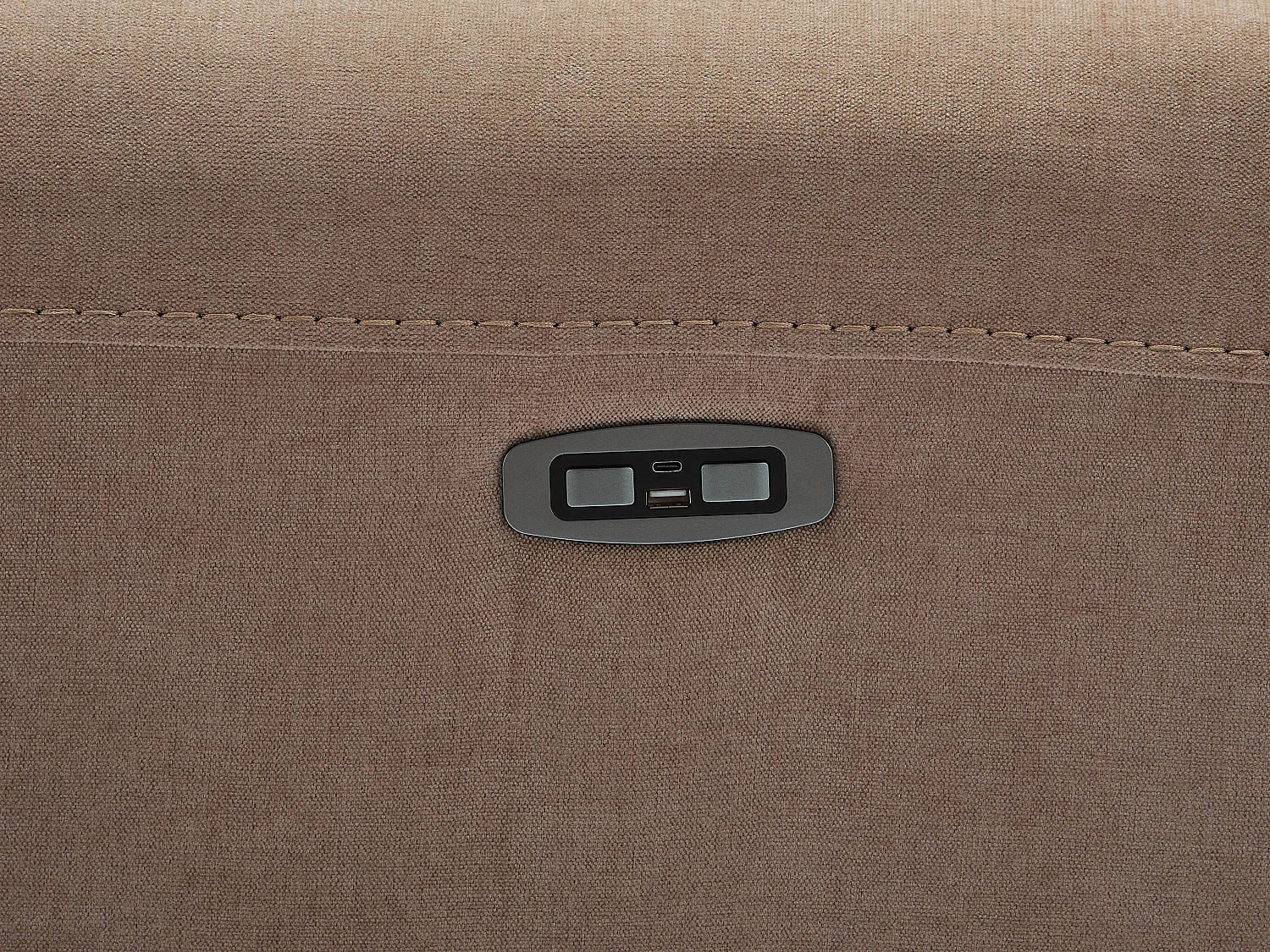 Canapé 3 places et fauteuil relax électrique en tissu taupe DJARALO