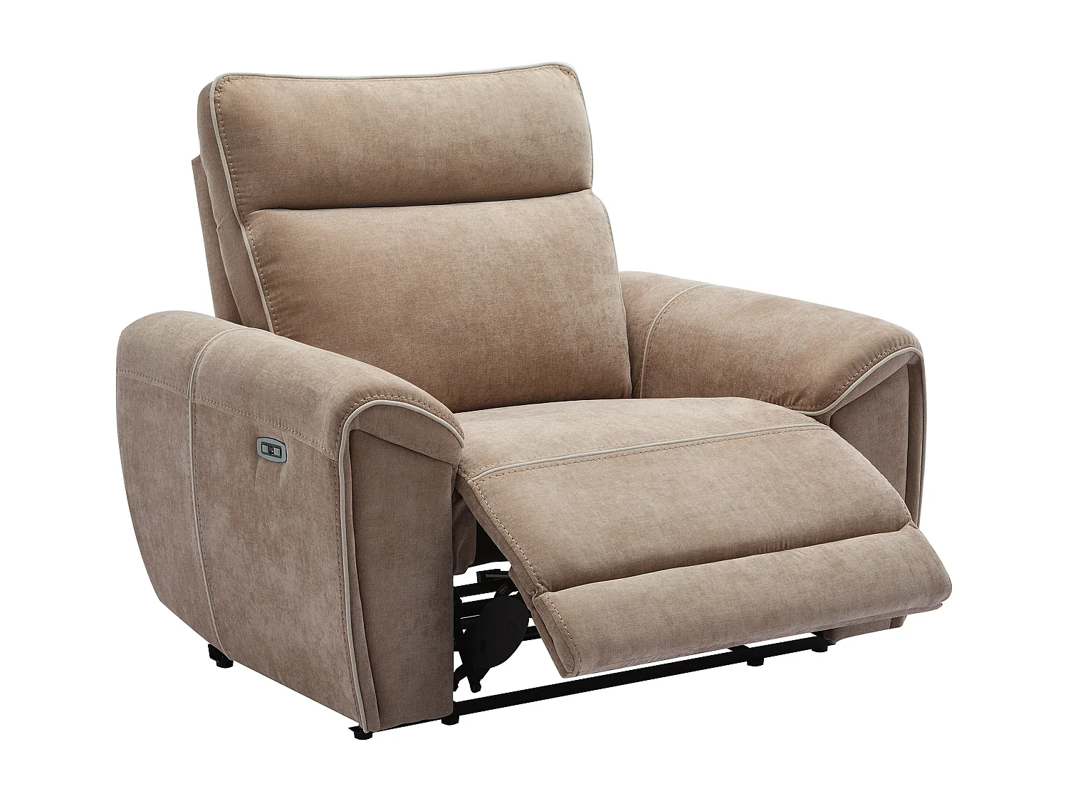 Canapé 3 places et fauteuil relax électrique en tissu taupe DJARALO