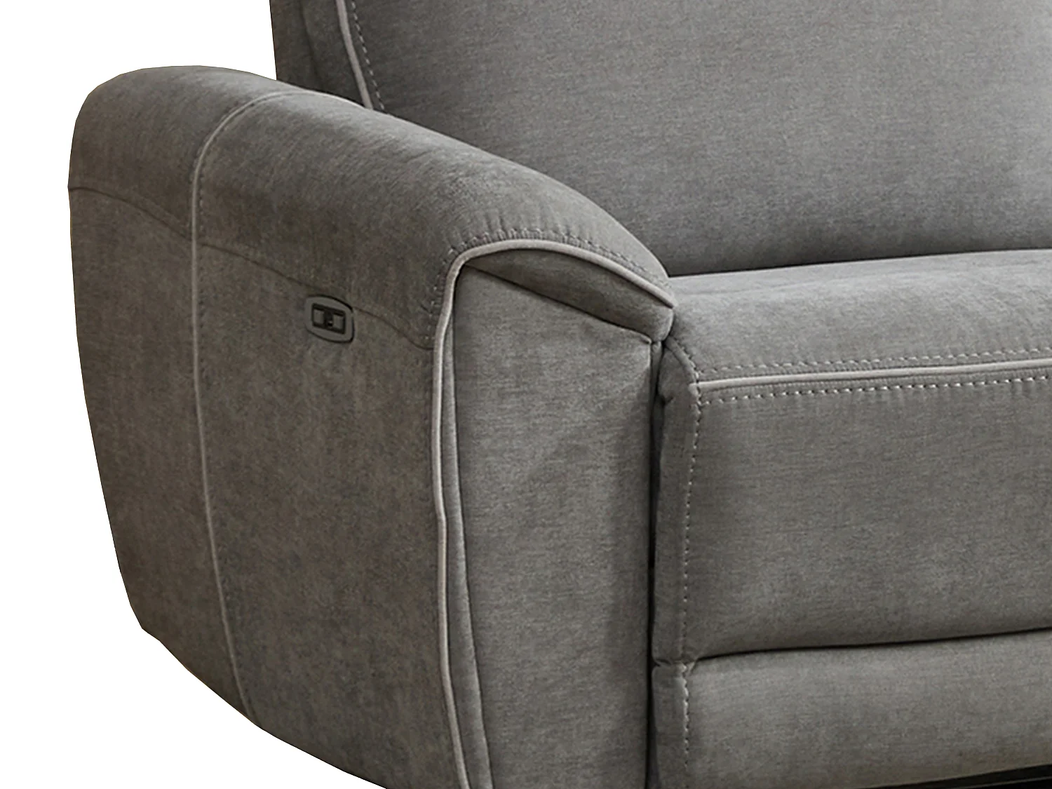 Relaxsofa 3-Sitzer & Relaxsessel elektrisch - Stoff - Grau - DJARALO