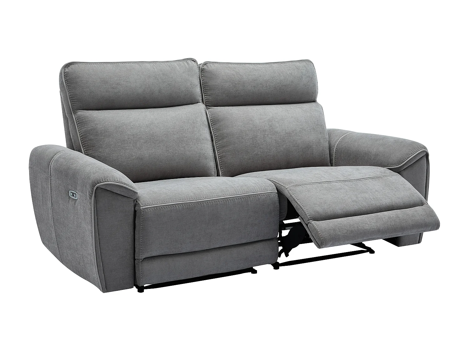 Relaxsofa 3-Sitzer & Relaxsessel elektrisch - Stoff - Grau - DJARALO