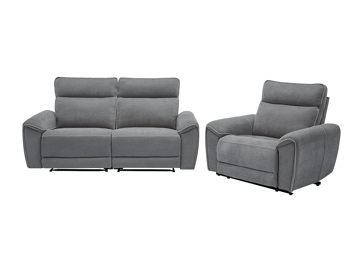 Relaxsofa 3-Sitzer & Relaxsessel elektrisch - Stoff - Grau - DJARALO