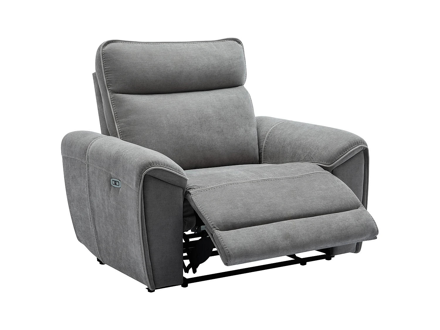 Canapé 3 places et fauteuil relax électrique en tissu gris DJARALO
