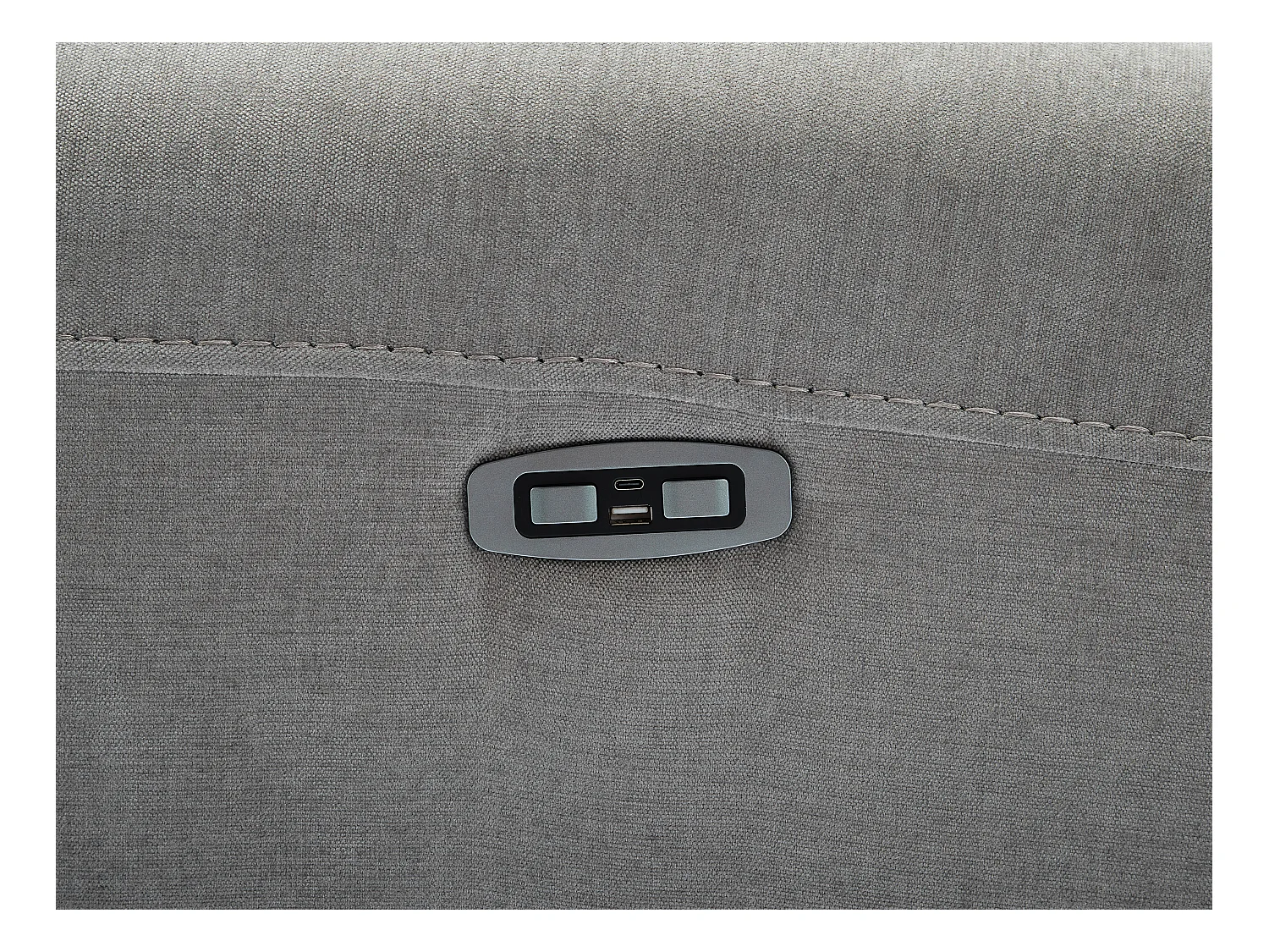 Canapé 3 places et fauteuil relax électrique en tissu gris DJARALO