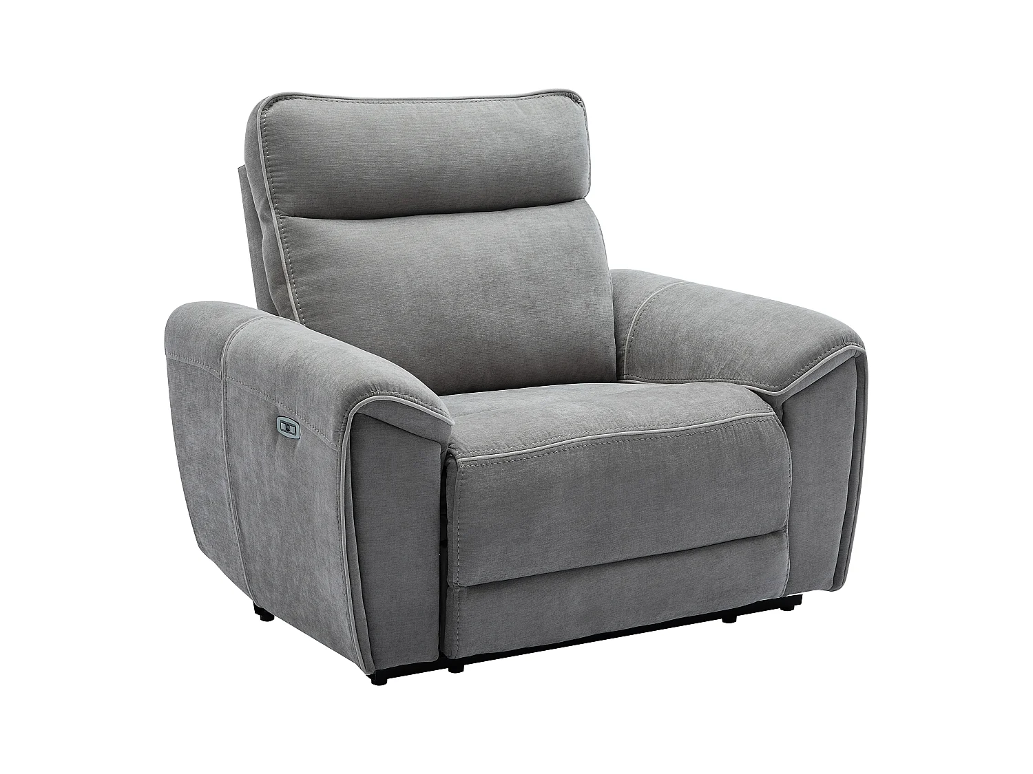 Canapé 3 places et fauteuil relax électrique en tissu gris DJARALO