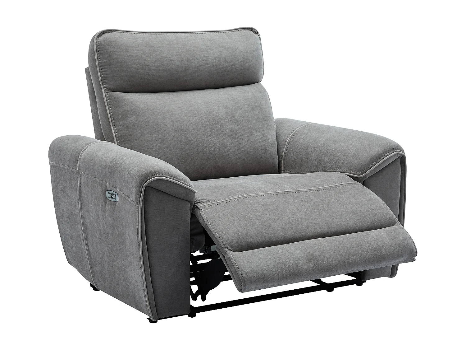 Elektrische relax-driezitsbank en -fauteuil van grijze stof DJARALO