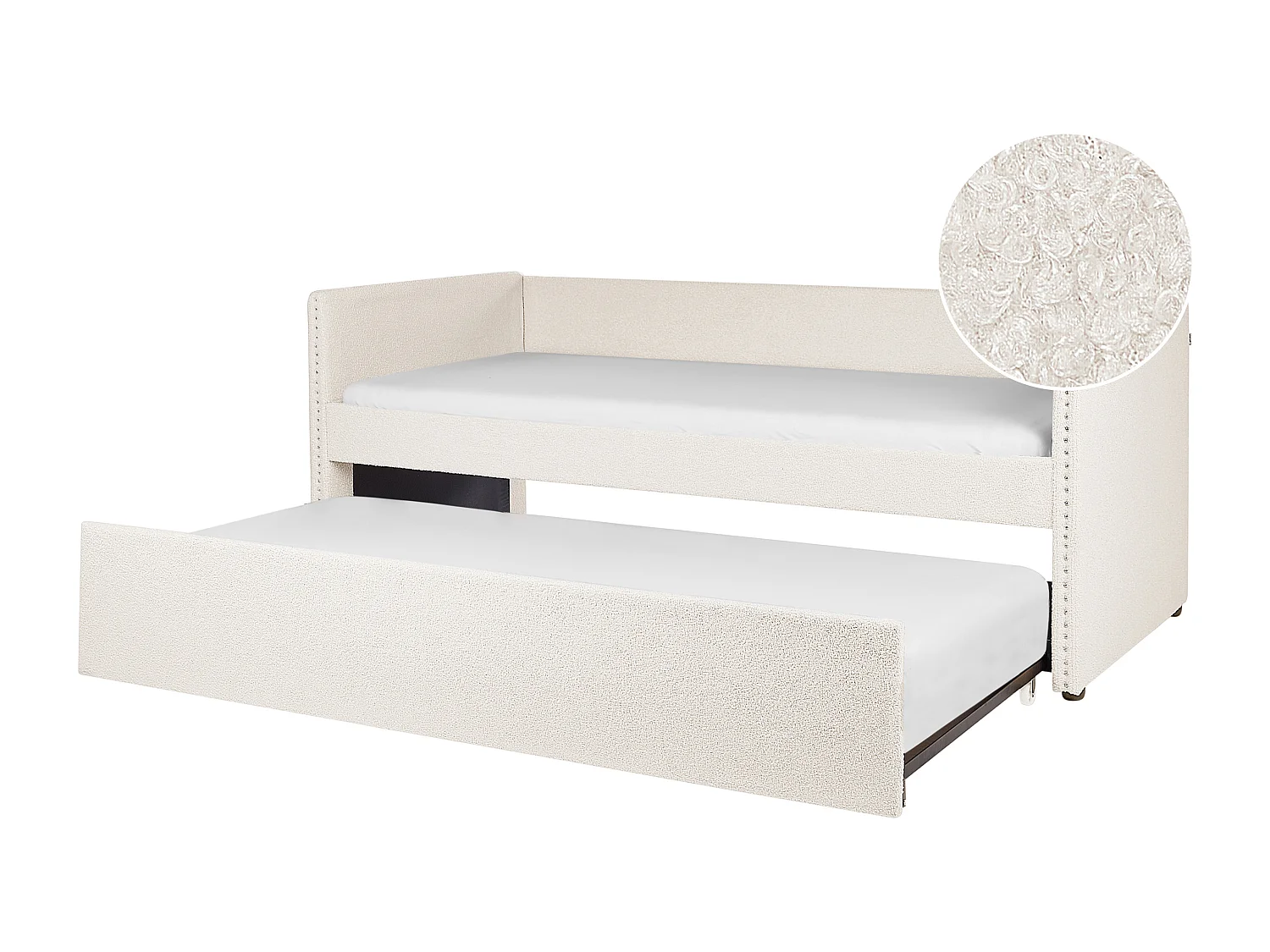 Lit gigogne Bouclé TROYES 90 x 200 cm Beige clair