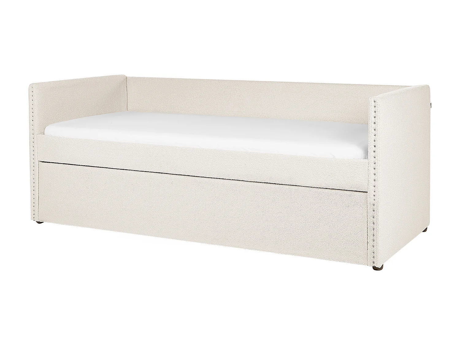 Onderschuifbed Bouclé TROYES 90 x 200 cm Lichtbeige