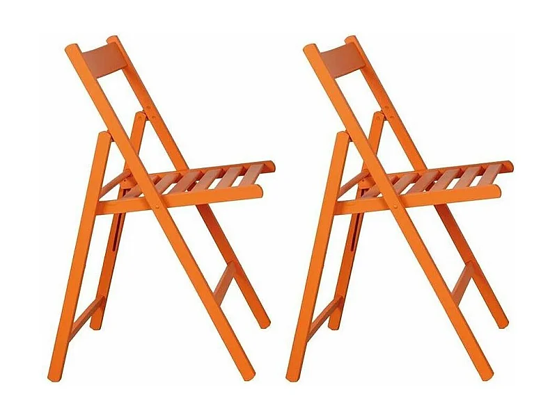 Chaise pliante en bois (Lot de 2) Orange