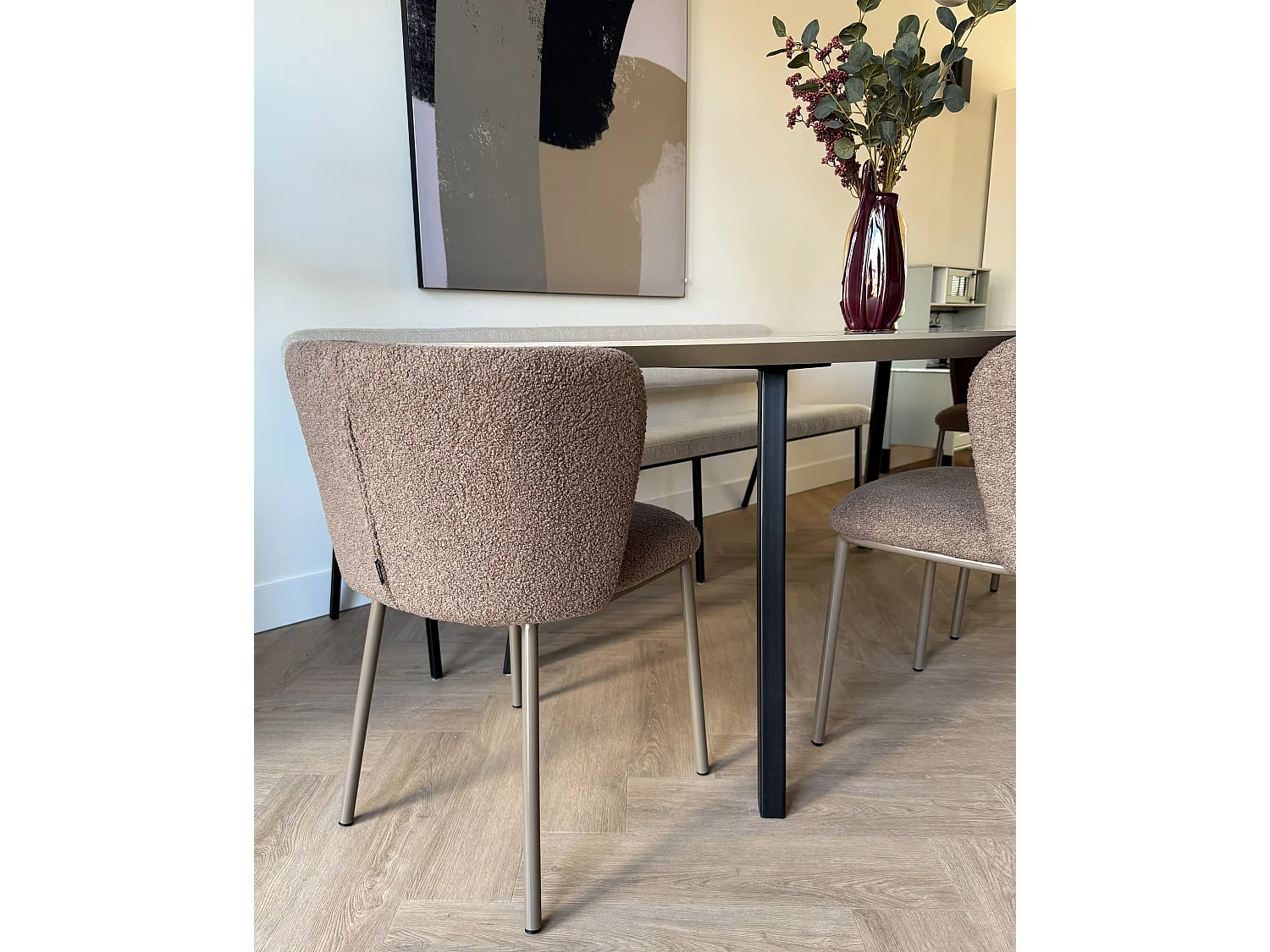 Lot de 2 chaises de salle à manger MINA II Bouclé Marron clair