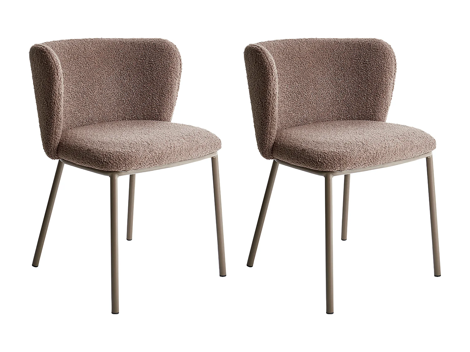 Lot de 2 chaises de salle à manger MINA II Bouclé Marron clair