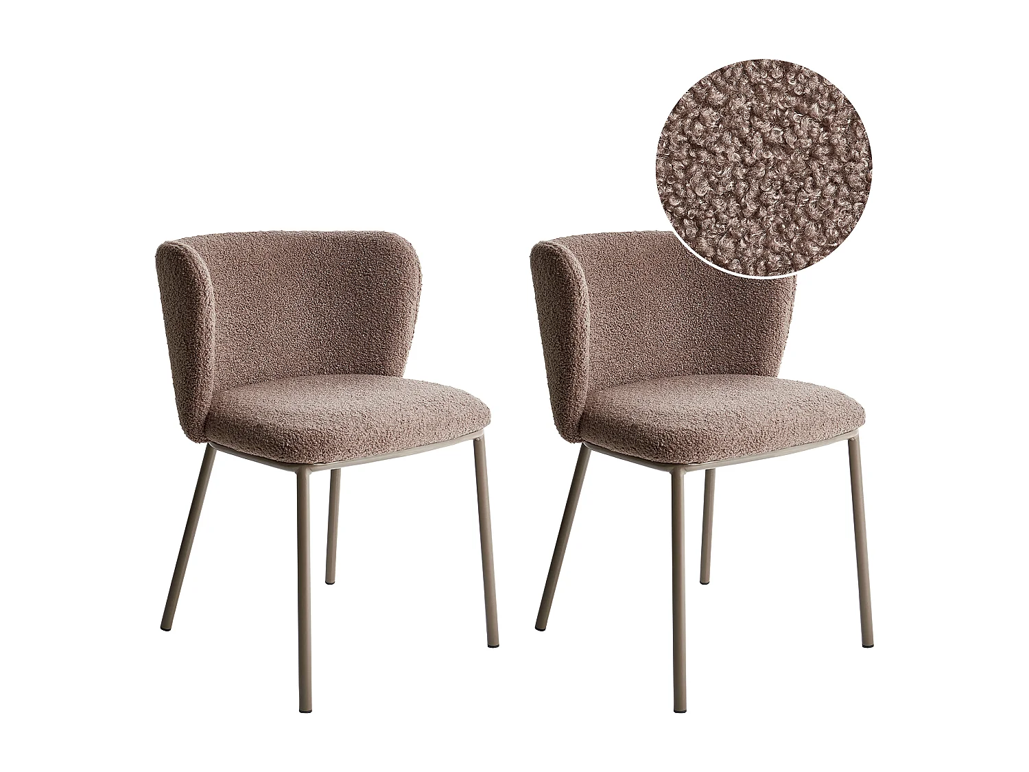 Lot de 2 chaises de salle à manger MINA II Bouclé Marron clair