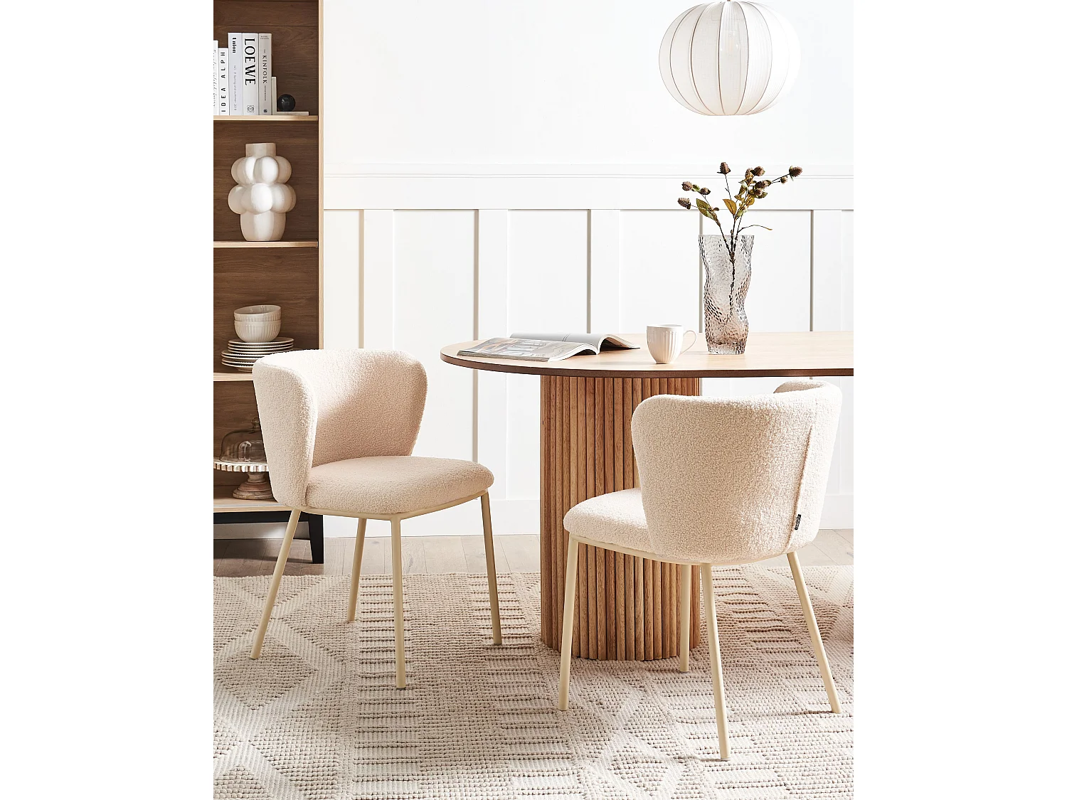 Set di 2 sedie da pranzo MINA II Bouclé Beige chiaro