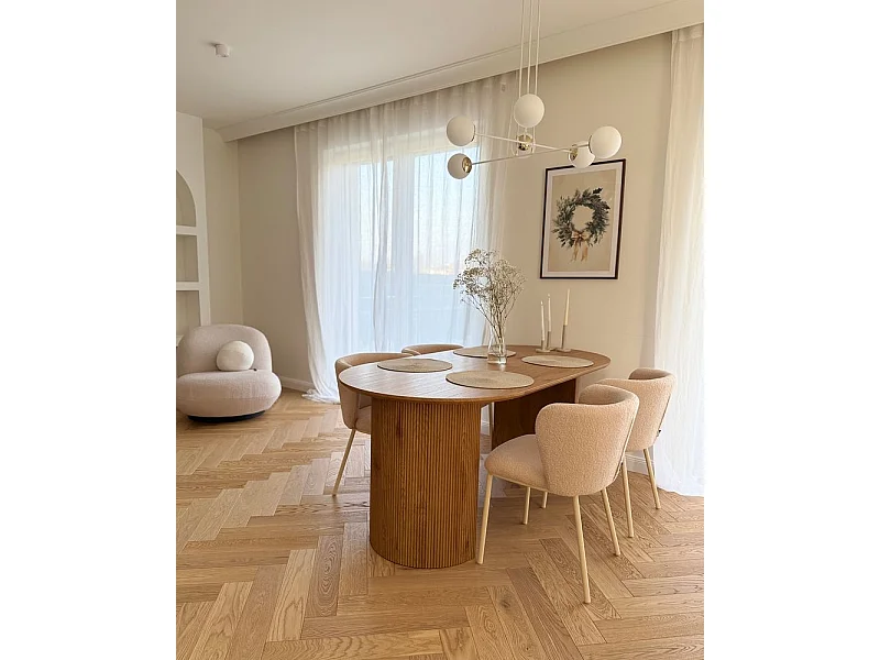 Set van 2 eetkamerstoelen MINA II Bouclé Lichtbeige