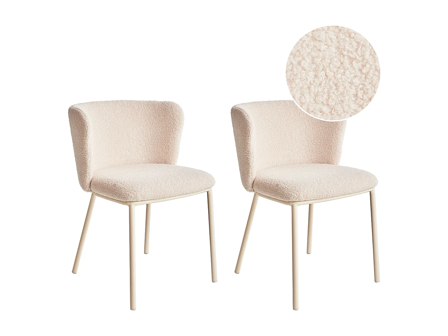 Lot de 2 chaises de salle à manger MINA II Bouclé Beige clair