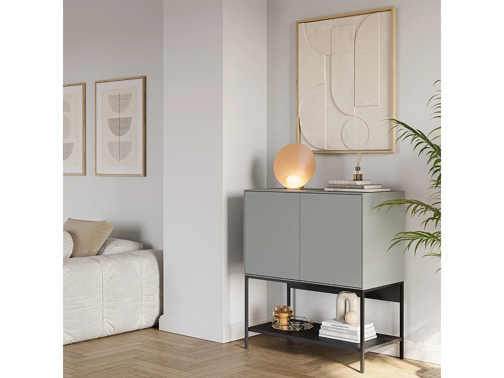 Noxa - Buffet 2 portes en bois et métal L80cm - Vert amande