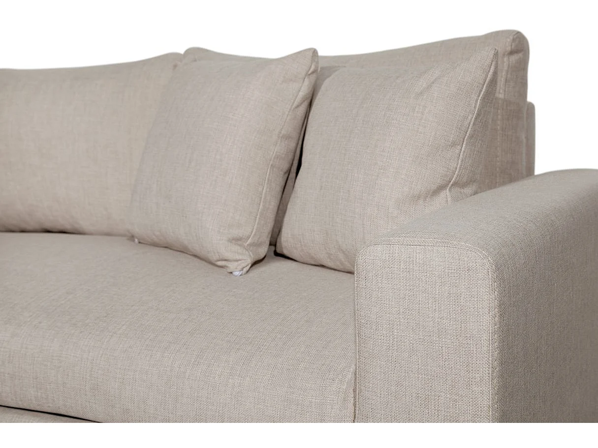 Canapé d'angle 4 places convertible et Réversible Maria avec Coffre en tissu - Beige - L227 x P146 x H81cm - Loungitude