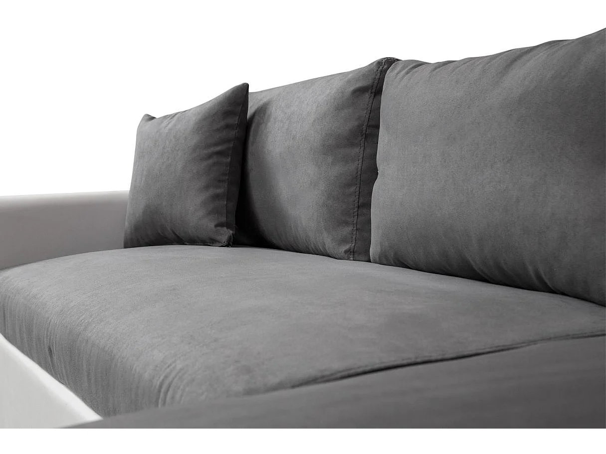 Canapé d'angle 4 places convertible et Réversible Maria en simili/microfibre - Blanc/Gris - L227 x P146 x H81cm - Loungitude