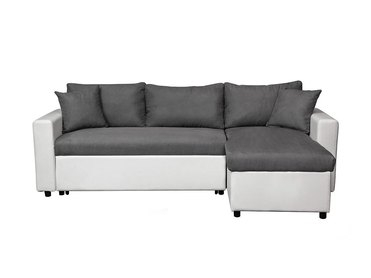 Canapé d'angle réversible convertible 4 places en simili cuir blanc