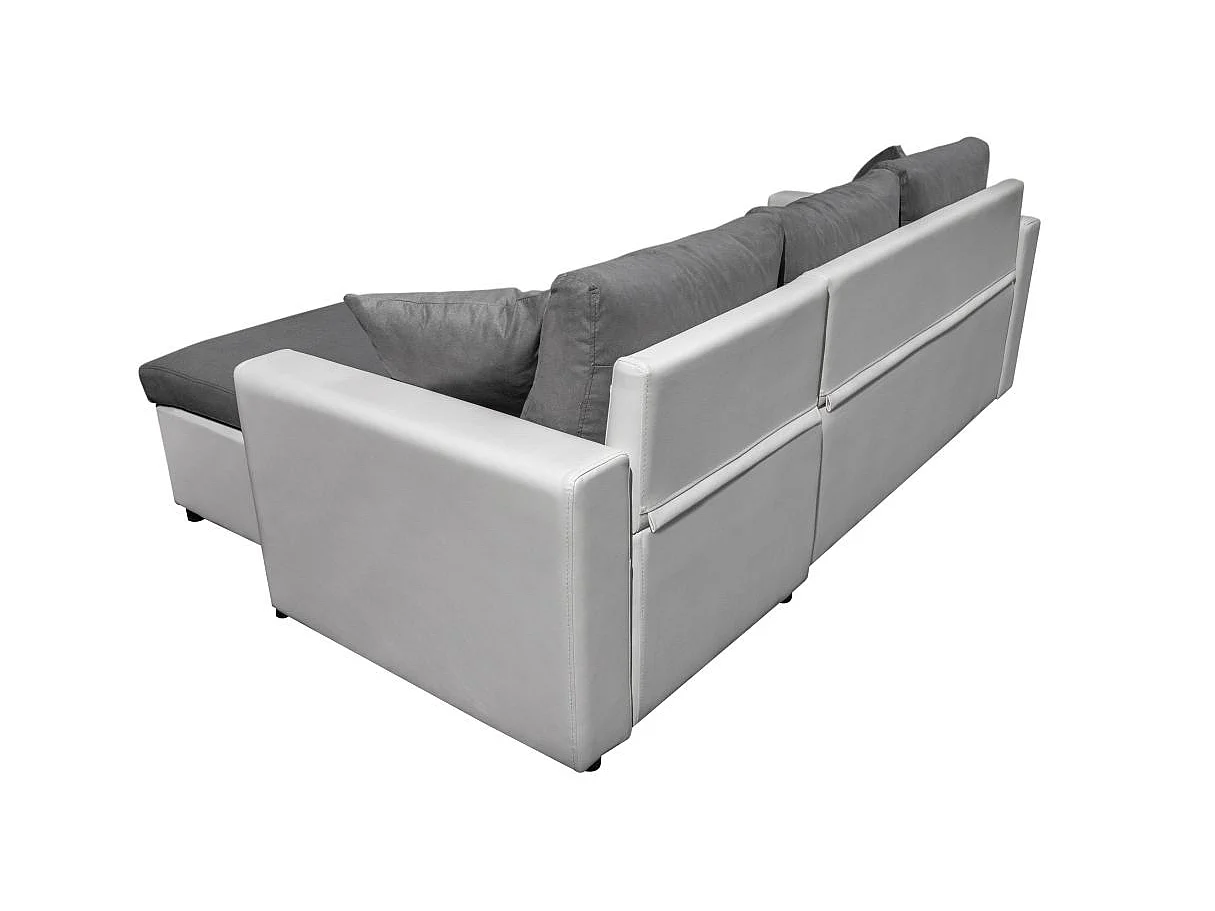 Canapé d'angle réversible convertible 4 places en simili cuir blanc