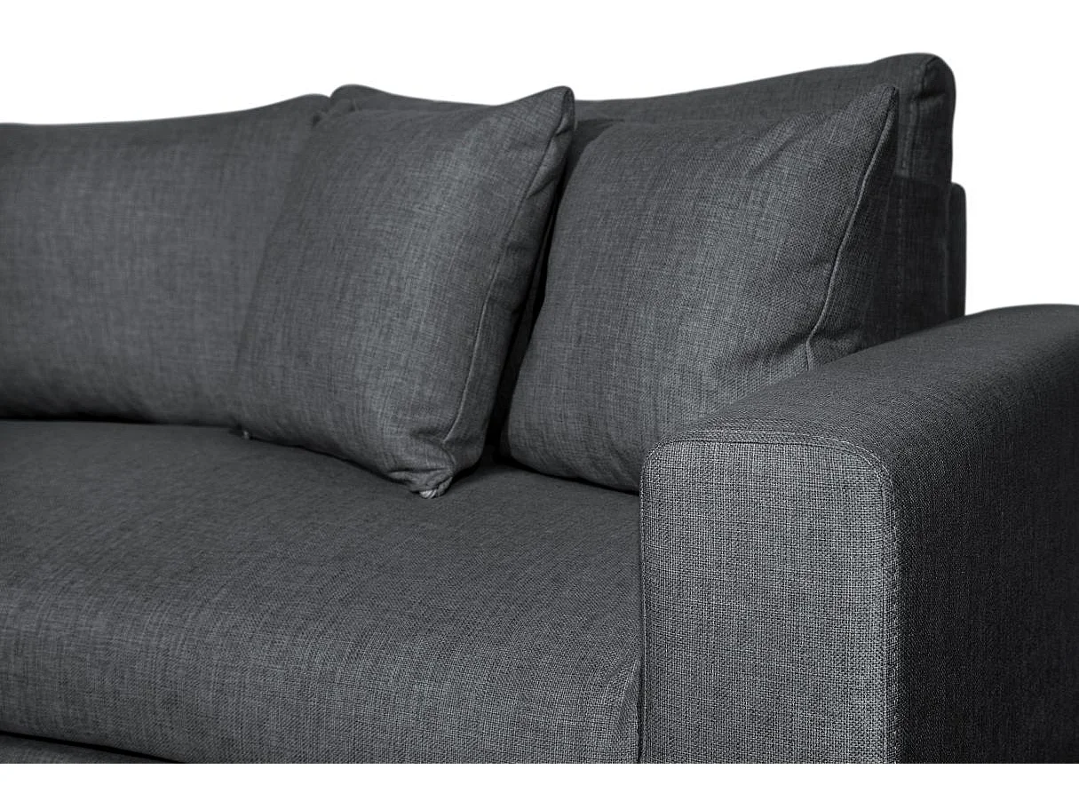 Canapé d'angle 4 places convertible et Réversible Maria avec Coffre en tissu - Gris anthracite - L227 x P146 x H81cm - Loungitude