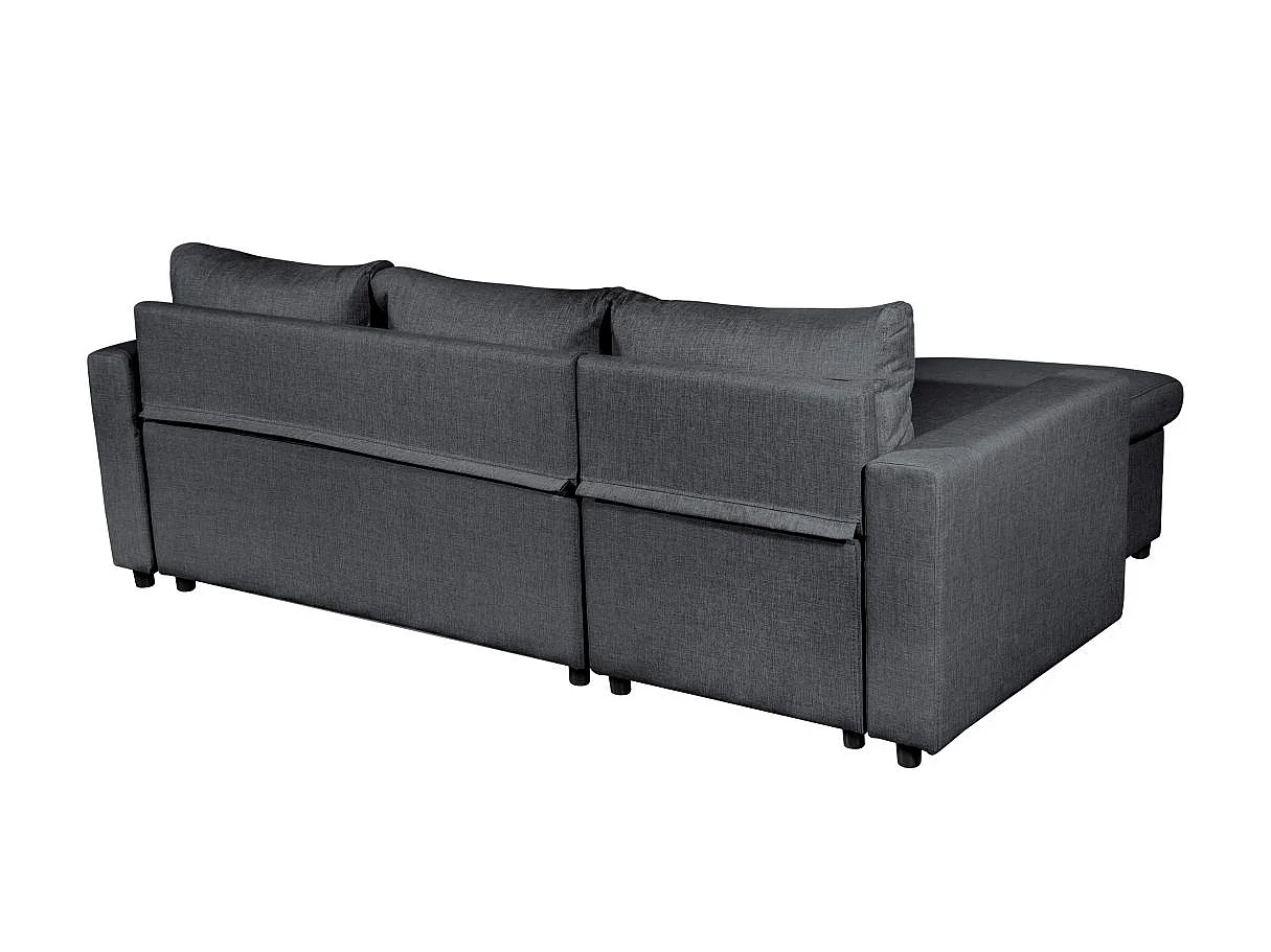 Canapé d'angle 4 places convertible et Réversible Maria avec Coffre en tissu - Gris anthracite - L227 x P146 x H81cm - Loungitude