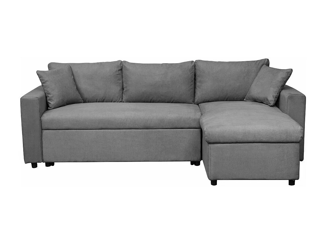 Canapé d'angle 4 places Convertible et Réversible Maria avec Coffre en microfibre - Gris - L227 x P146 x H81cm - Loungitude