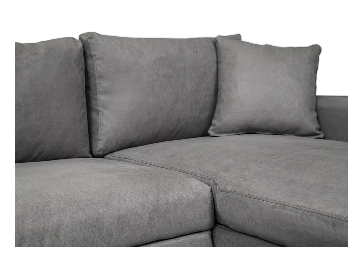 Canapé d'angle 4 places Convertible et Réversible Maria avec Coffre en microfibre - Gris - L227 x P146 x H81cm - Loungitude