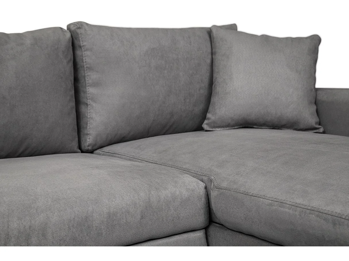 Canapé d'angle 4 places convertible et Réversible Maria avec Coffre en microfibre - Gris - L227 x P146 x H81cm - Loungitude
