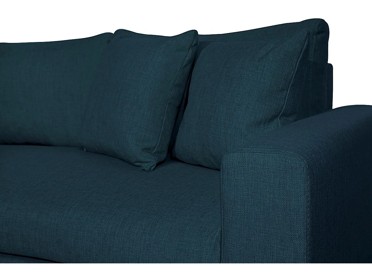 Canapé d'angle convertible 4 places avec coffre en tissu bleu nuit