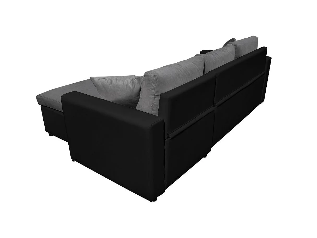 Canapé d'angle réversible convertible 4 places en simili cuir noir