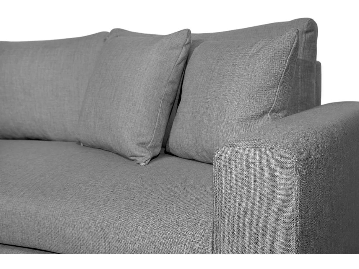 Canapé d'angle 4 places Convertible et Réversible Maria avec Coffre en tissu - Gris clair - L227 x P146 x H81cm - Loungitude