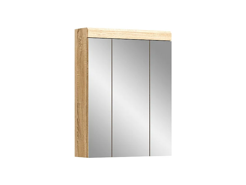 Möbelstück mit Spiegel RIDLEY – Weiß und helles Eichenholz