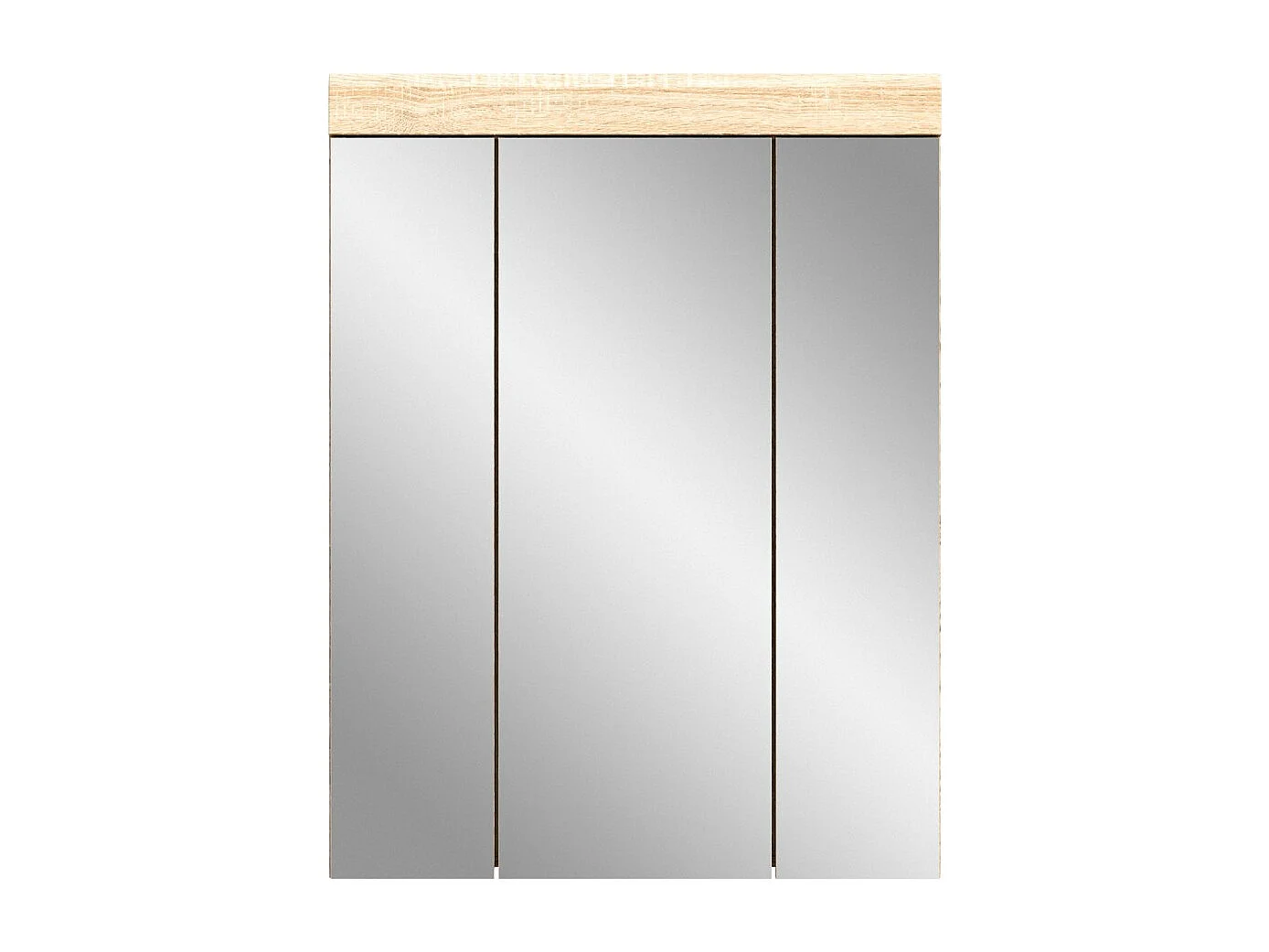 Meuble de rangement avec miroir RIDLEY – Blanc et chêne clair