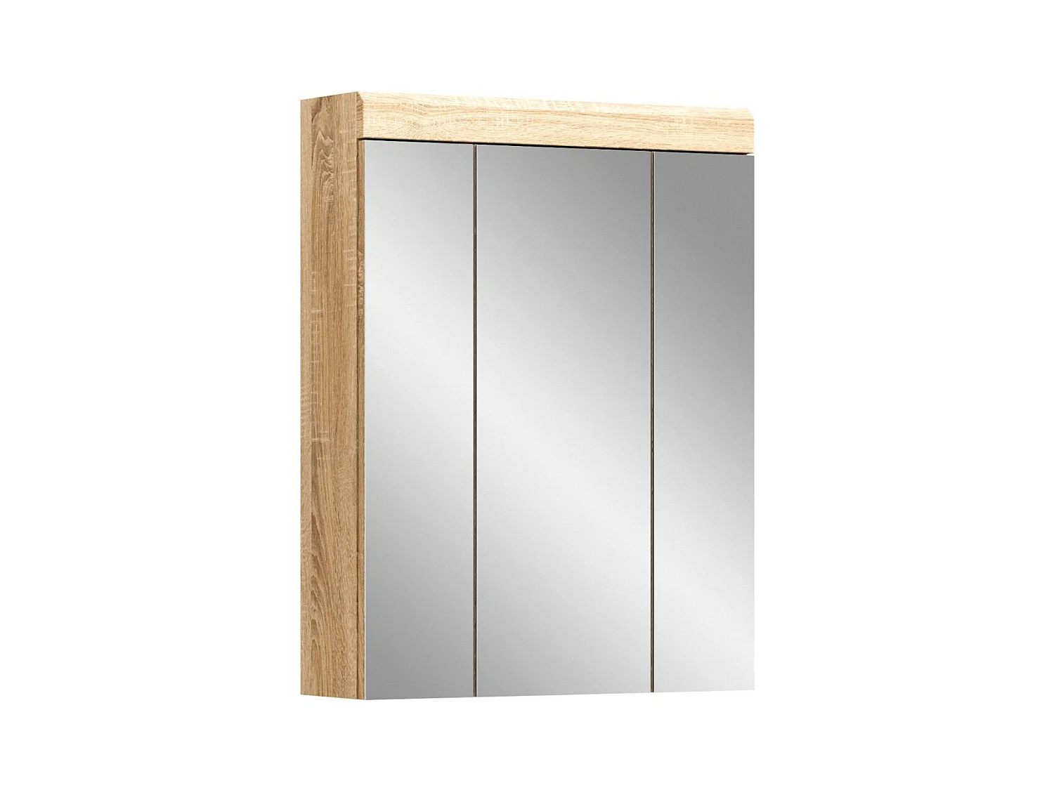 Meuble de rangement avec miroir RIDLEY – Blanc et chêne clair
