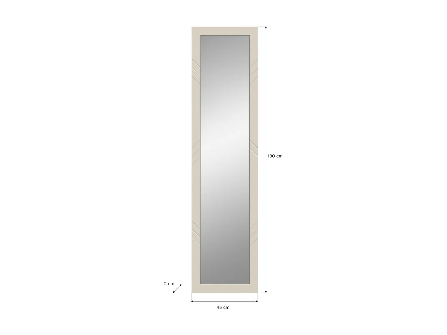 Spiegel LUNA – Mat Beige – Rechthoekig 45x180 cm