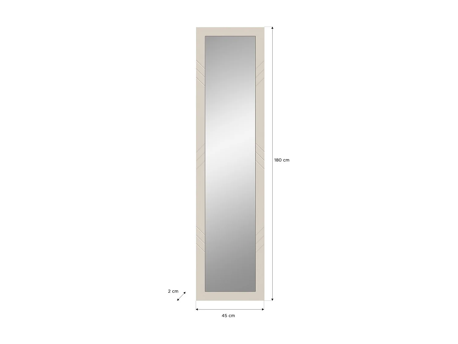 Spiegel LUNA – Mat Beige – Rechthoekig 45x180 cm