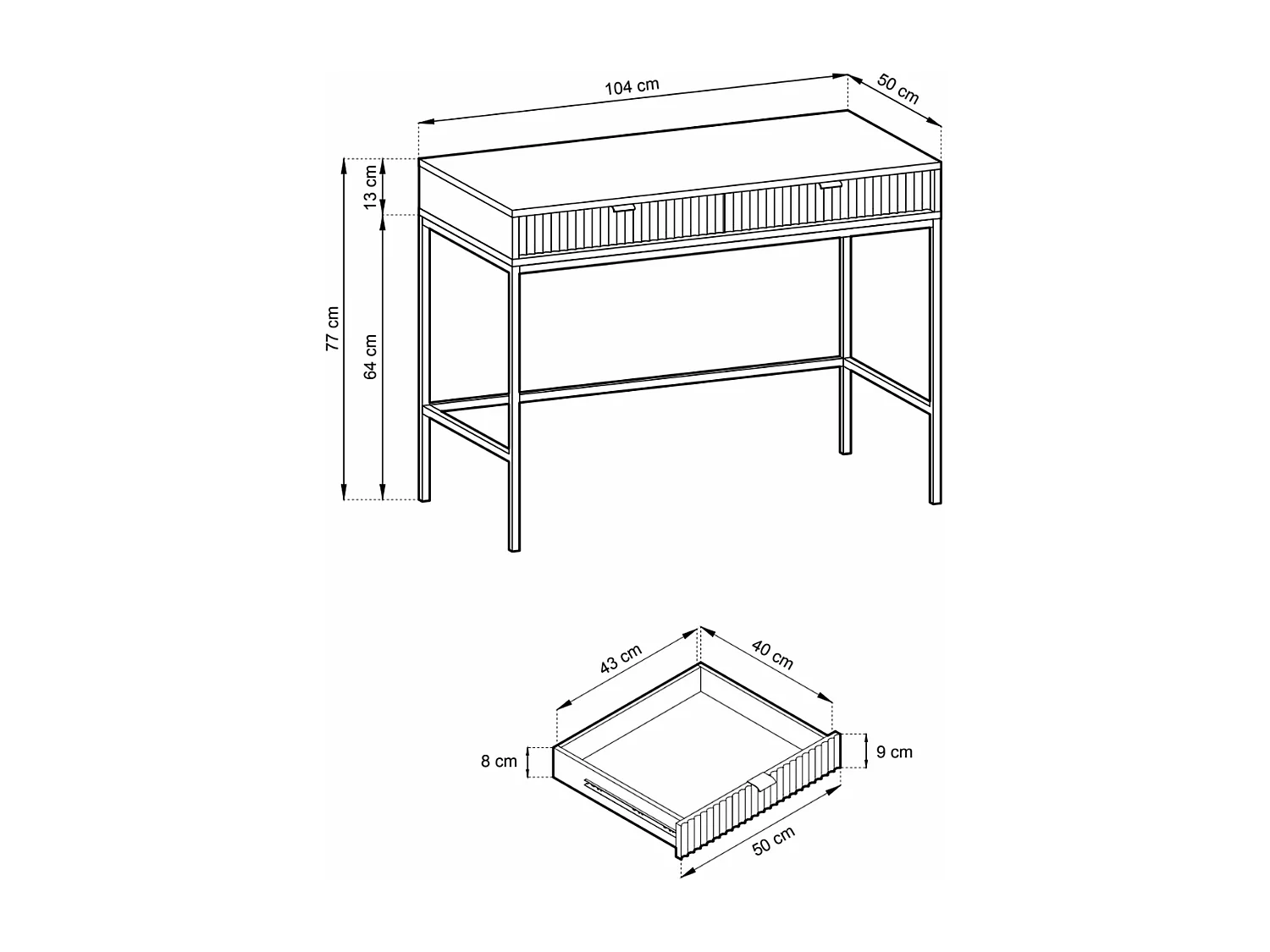 Kaptafel met 2 laden - 104 cm - greige - VELLORE