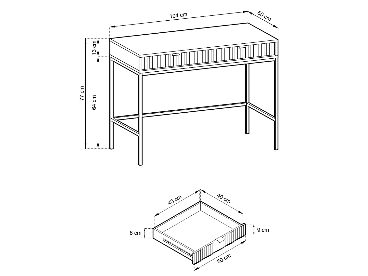 Kaptafel met 2 laden - 104 cm - greige - VELLORE