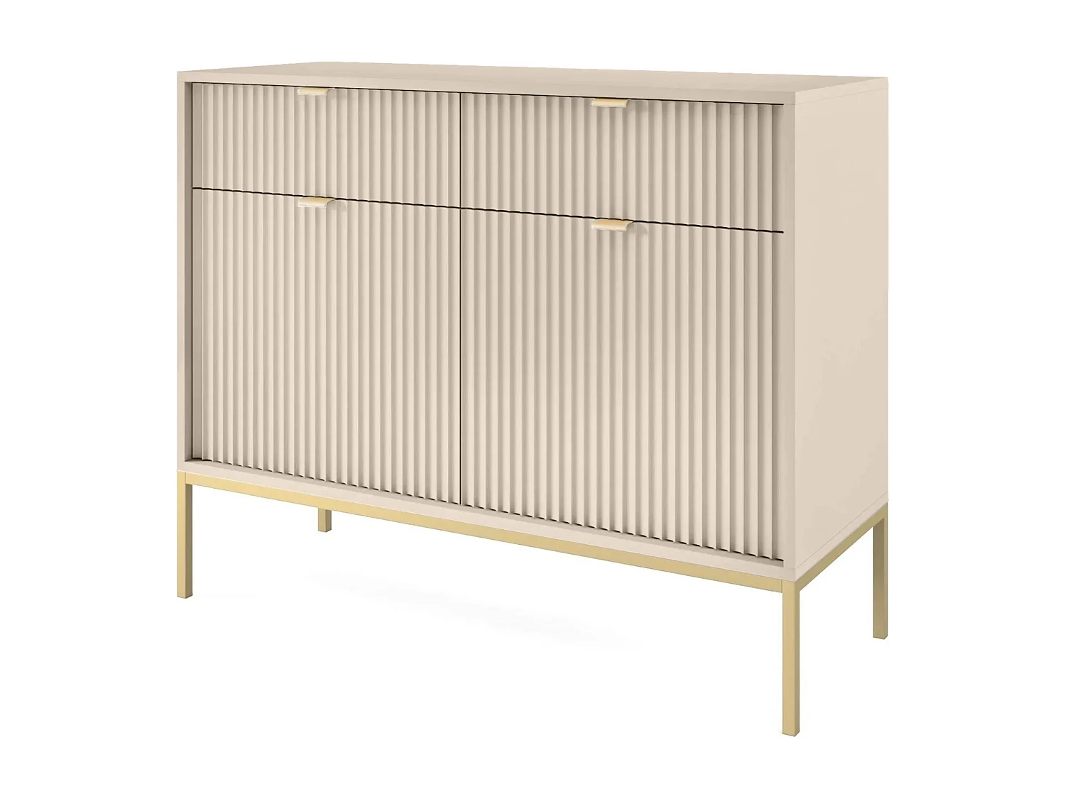 Sideboard 2-türig - Beige mit goldfarbenem Gestell - 104 cm - VELLORE