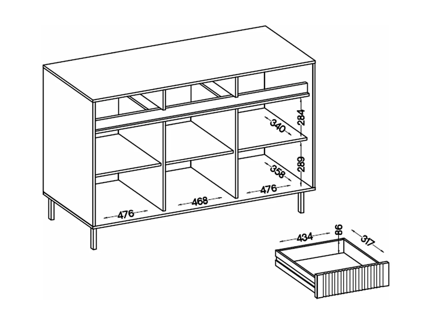 3-deurs dressoir met 3 lades – 149 cm – beige - OSAKA