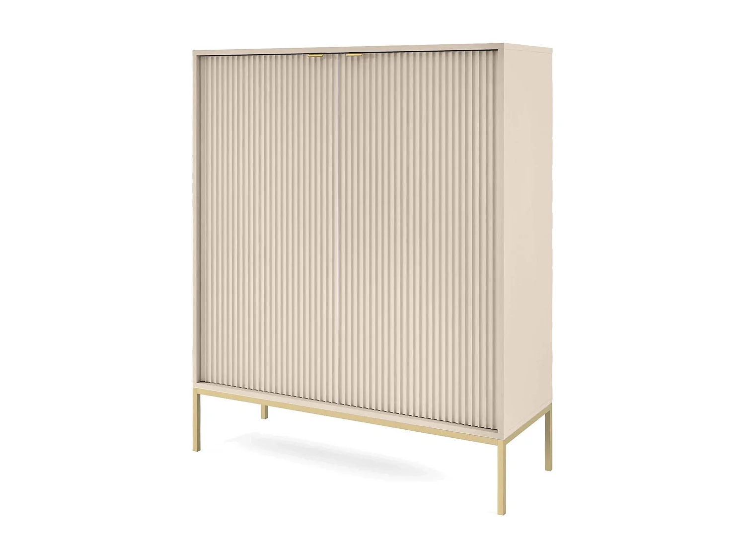 Buffet haut - 104 cm - beige avec pieds dorés - VELLORE