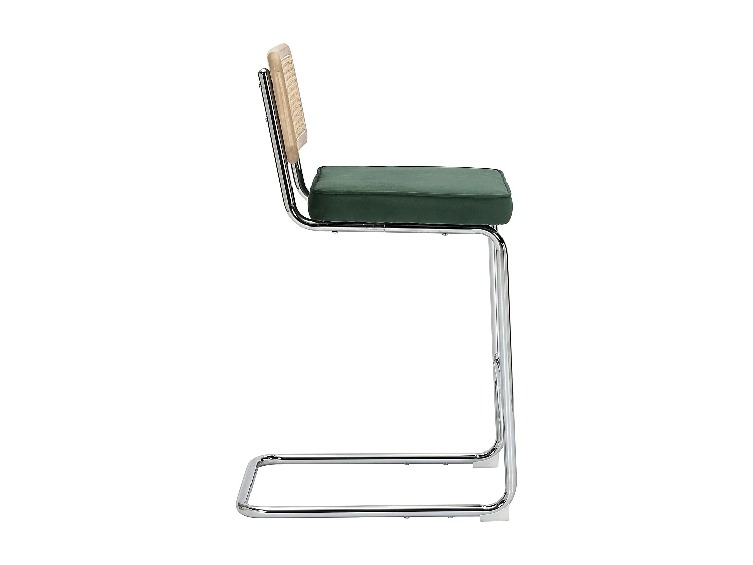 Lot de 2 chaises hautes en acier et velours vert foncé