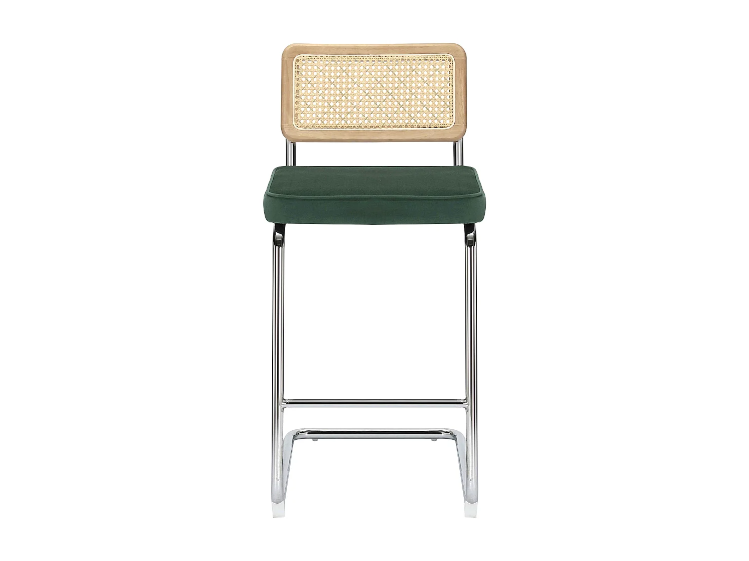 Lot de 2 chaises hautes en acier et velours vert foncé