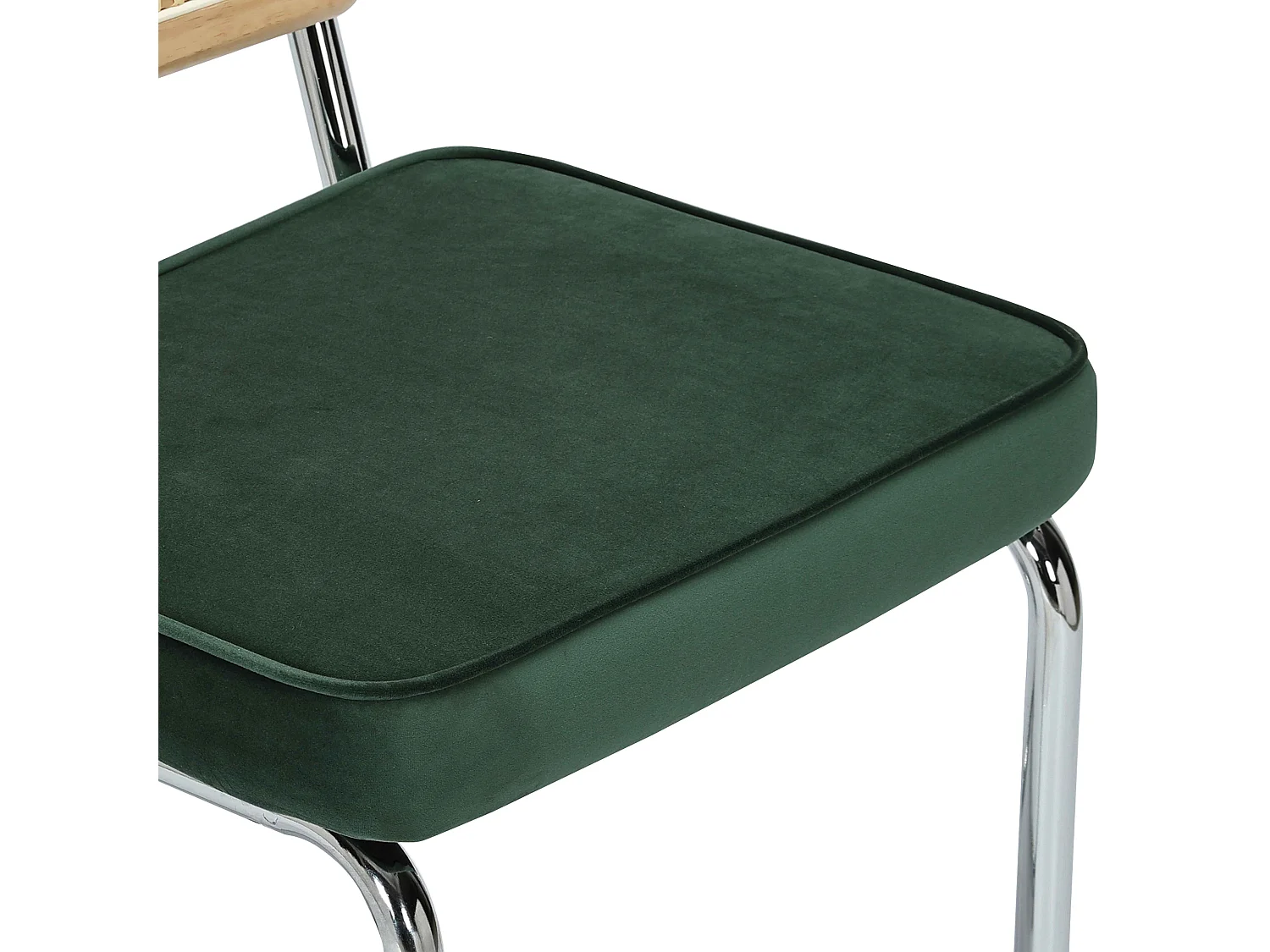 Lot de 2 chaises hautes en acier et velours vert foncé