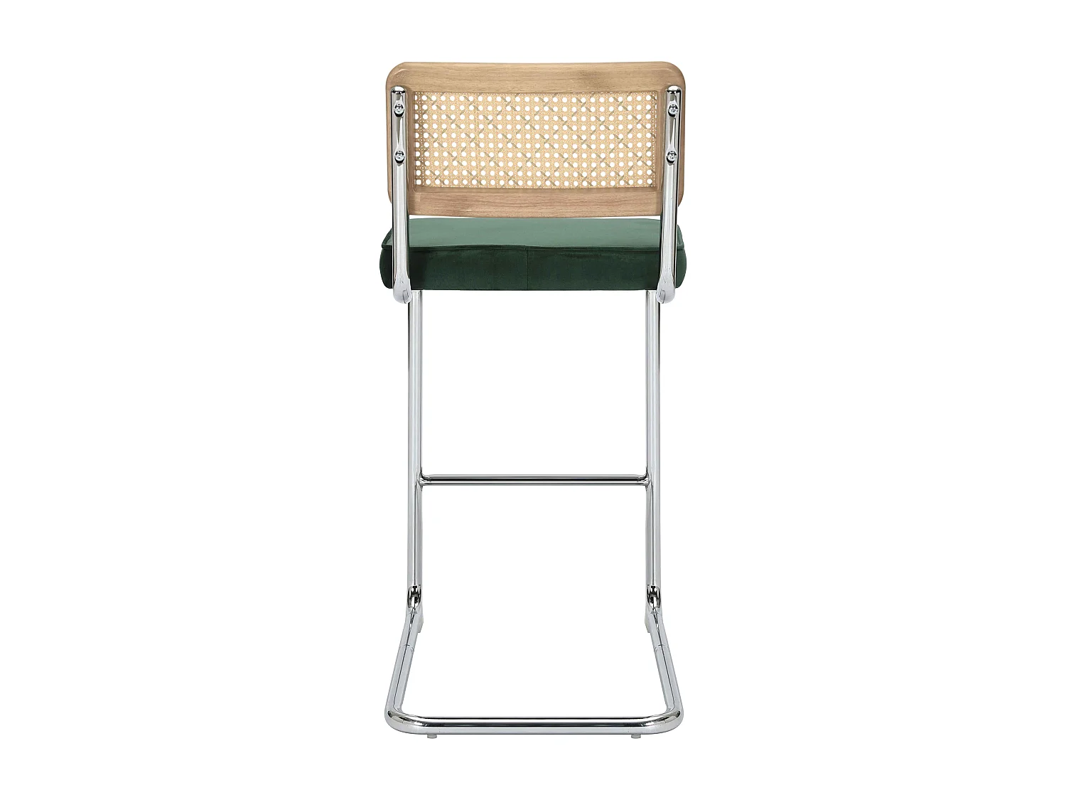 Lot de 2 chaises hautes en acier et velours vert foncé