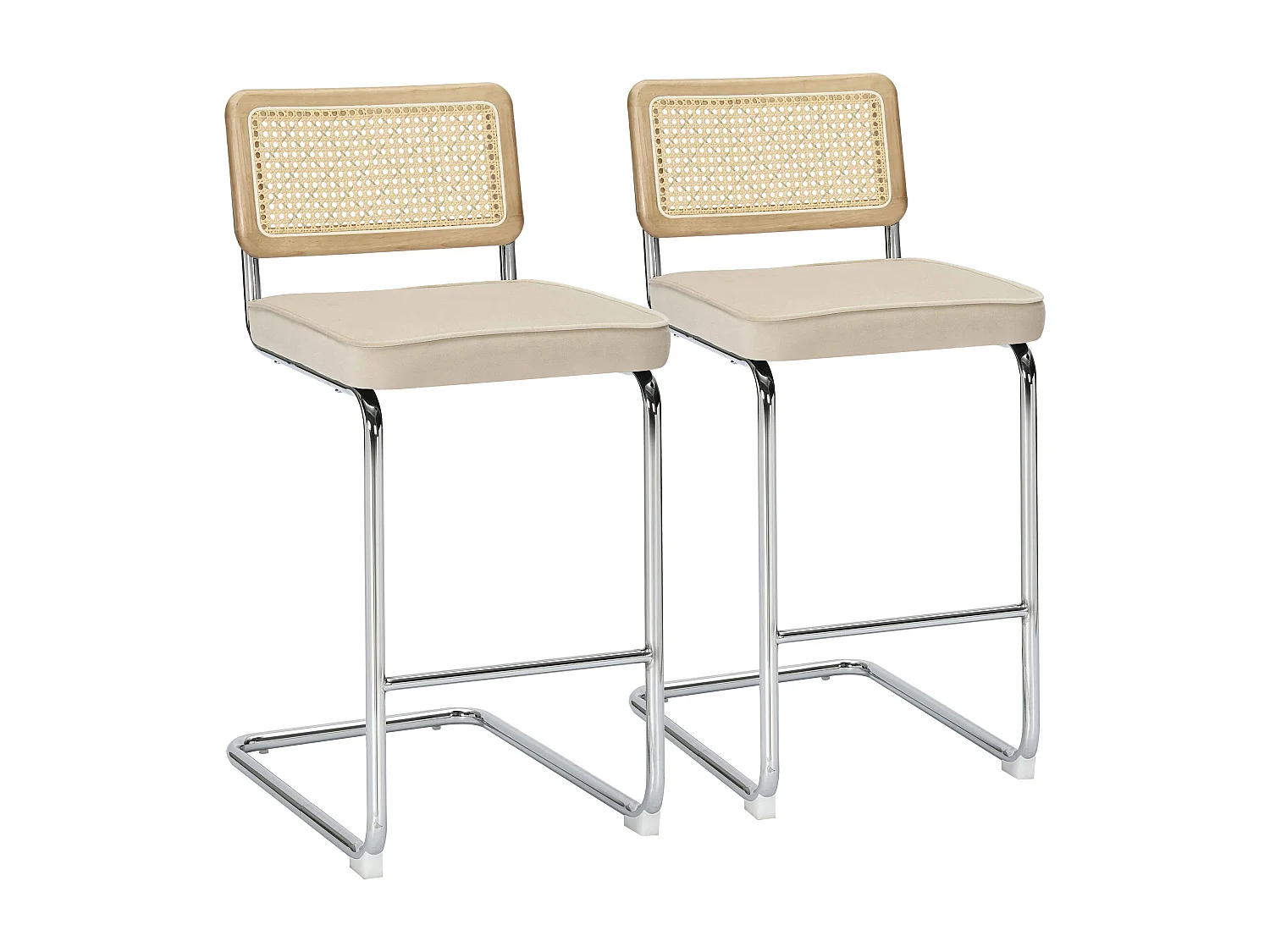 Set van 2 kinderstoelen in staal en beige fluweel